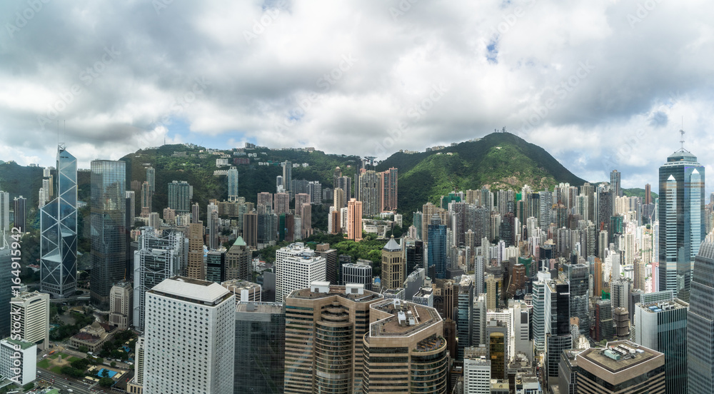panoramic view of cityscape,midtown skyline,shot in Hong Kong,China.