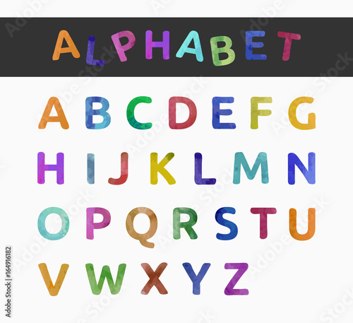 Watercolor alphabet. Color hand drawn letters.