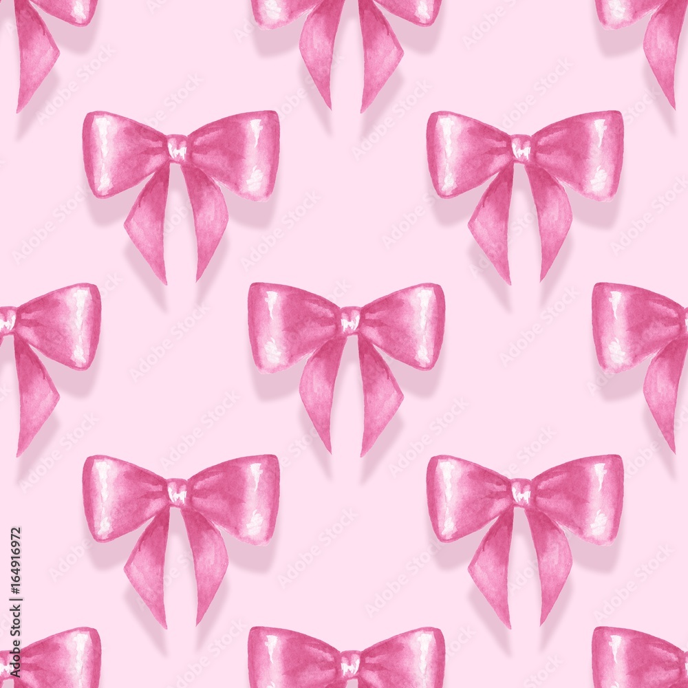 Seamless pattern with watercolor bow