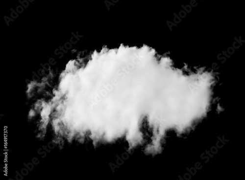 single of white cloud isolated on black background