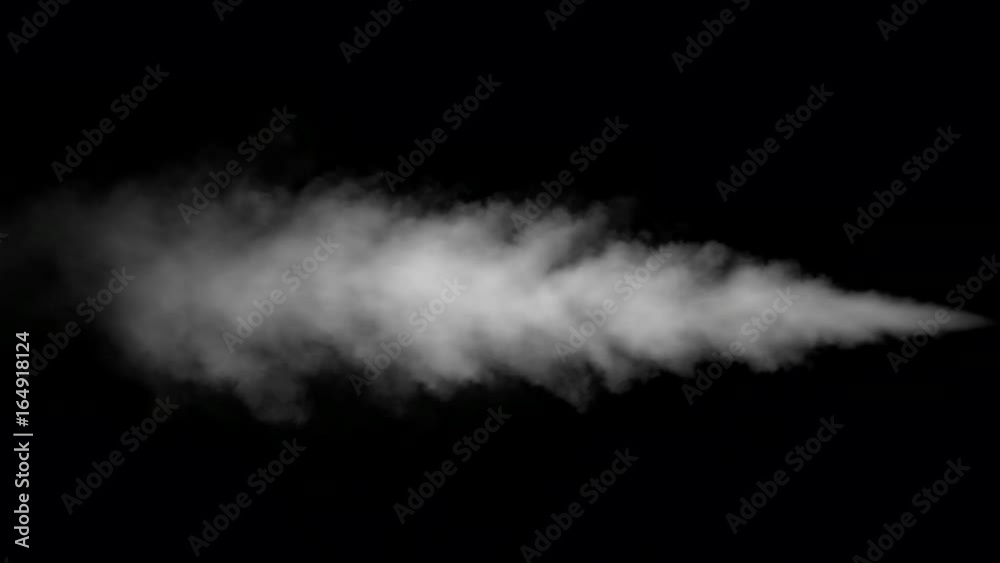 White water vapour on a black background. Close-up shot