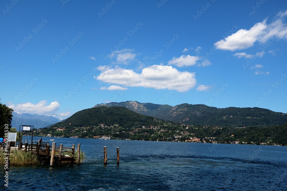 View to Mount Mottarone from Pella, Lake Orta Piedmont Italy 
