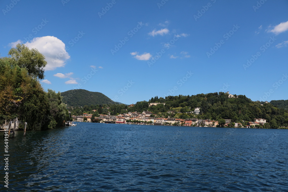 Orta San Giulio and Lake Orta in summer, Piedmont Italy 