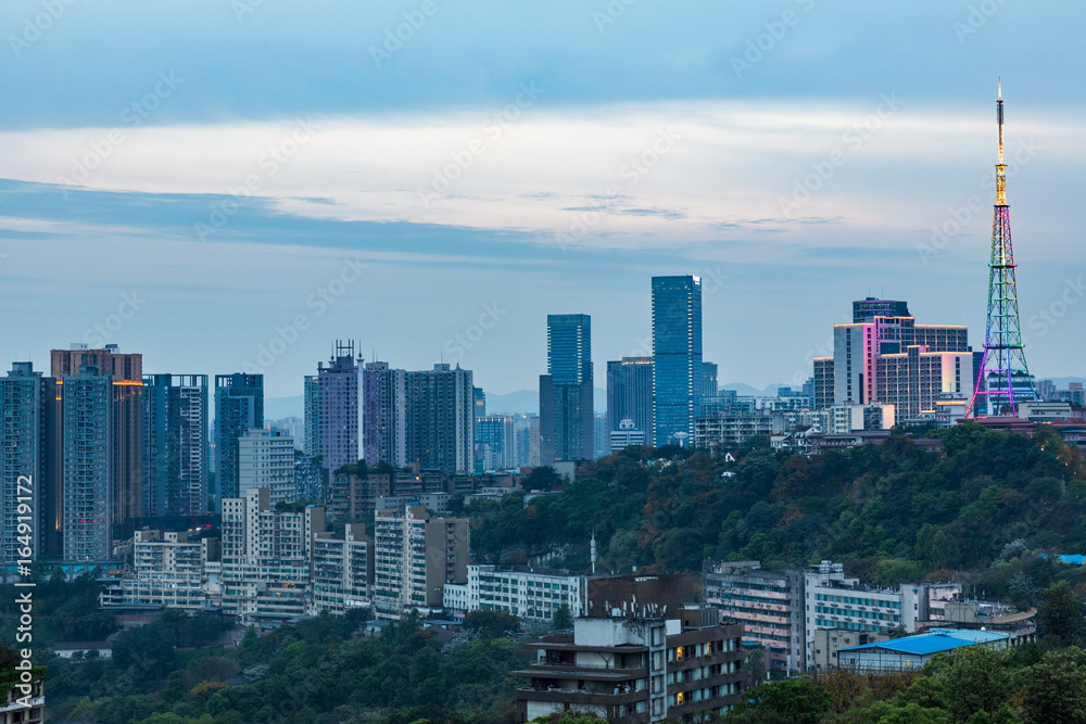Fototapeta premium panoramic view of cityscape,midtown skyline,shot in China.