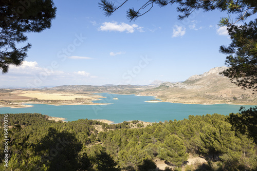 Water reservoir for the hydroelectric plant El Chorro near the town Alora. Province of Malaga Spain