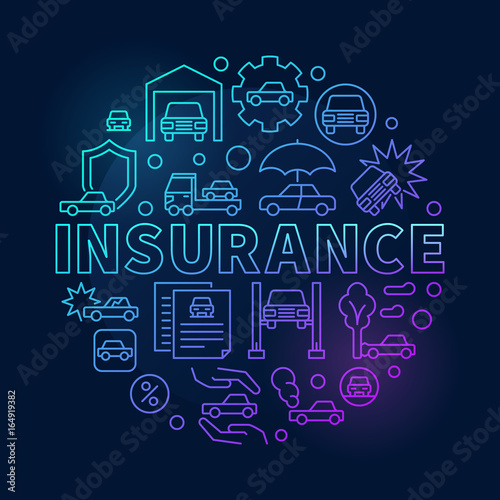 Car insurance round blue illustration