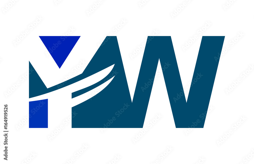 YW Negative Space Square Swoosh Letter Logo YW Negative Space Square Swoosh Letter Logo