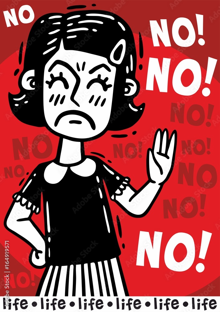 Red poster little girl says no