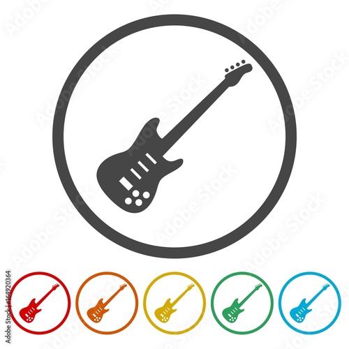 Vector guitar icons set - illustration 