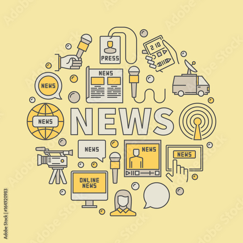 News broadcasting colorful illustration