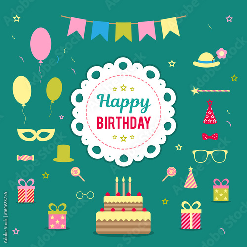 Set of vector elements for celebrating birthday or party.