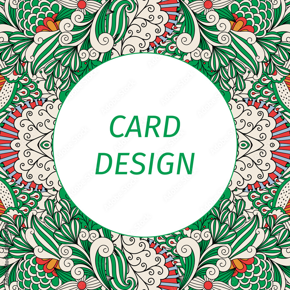 Card design with floral green pattern