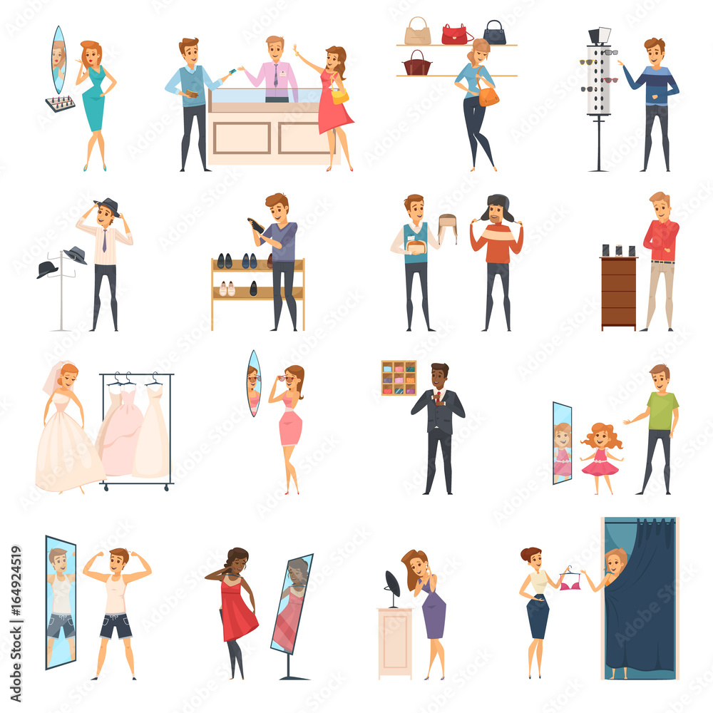 Trying Shop Flat People Icon Set Trying Shop Flat People Icon Set