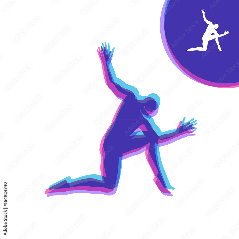 Silhouette of a Dancer. Gymnast. Man is Posing and Dancing. Sport Symbol. Design Element. Vector Illustration.