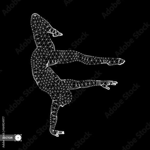 Man is posing and dancing. A dancer performs acrobatic elements. 3d model of man. Sport symbol. Design element. Vector illustration.