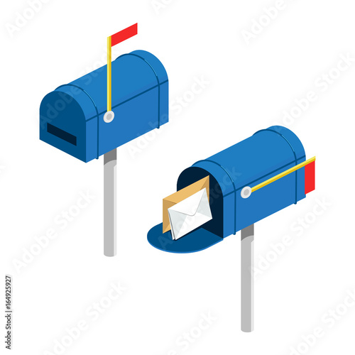 Post box isometric vector illustration
