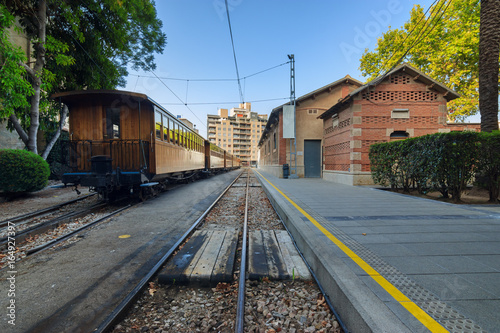 Train station with classic wooden wagons in Palma of Majorca © DDRENDER