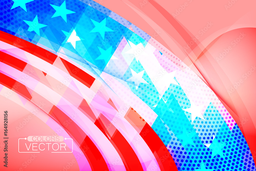 Naklejka premium Abstract usa flag shape scene vector wallpaper colors background