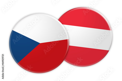 News Concept  Czech Republic Flag Button On Austria Flag Button  3d illustration on white background