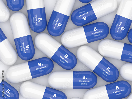 3d rendering of vitamin B7 pills photo