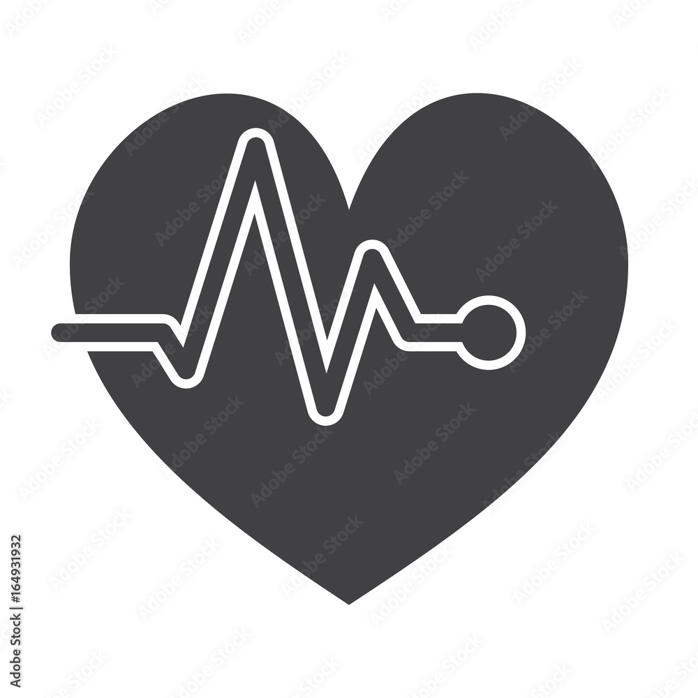 ECG concept with electrocardiography and heart, vector silhouette ECG concept with electrocardiography and heart, vector silhouette