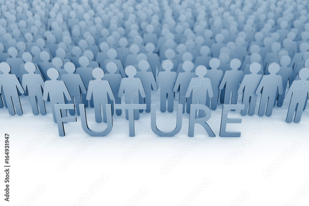 Future opportunity. Large group of stick figure people. 3D Rendering Future opportunity. Large group of stick figure people. 3D Rendering