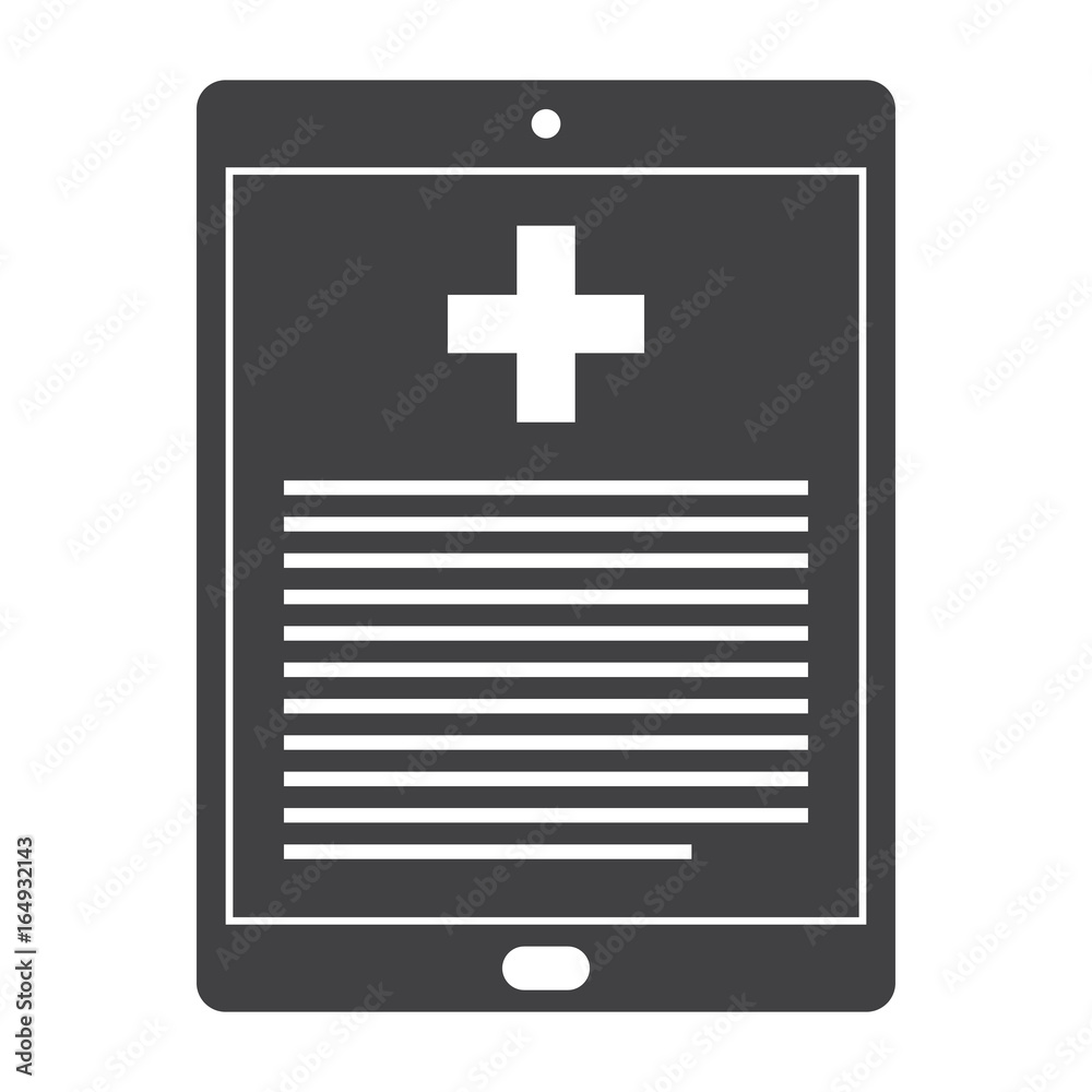 Obraz premium Online medical services concept with tablet and website, vector silhouette