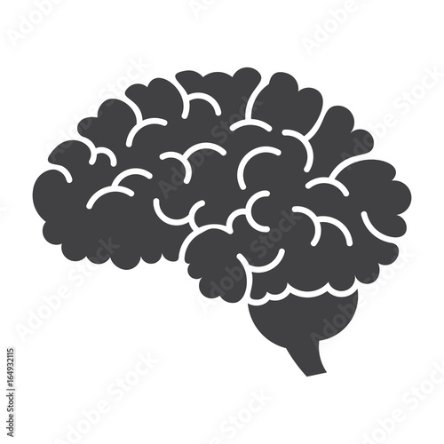 Neurosurgery icon with human brain, vector silhouette