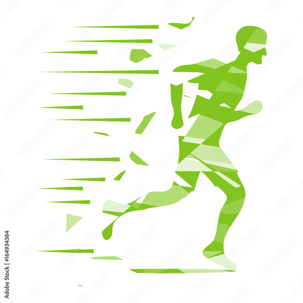 Running man, the logo of a running man in green Running man, the logo of a running man in green