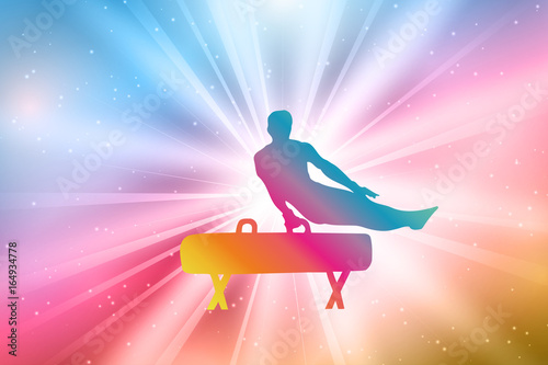 Rhythmic Gymnasts Silhouettes, Colorful, Rainbow 