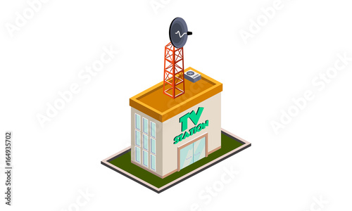 isometic building tv station