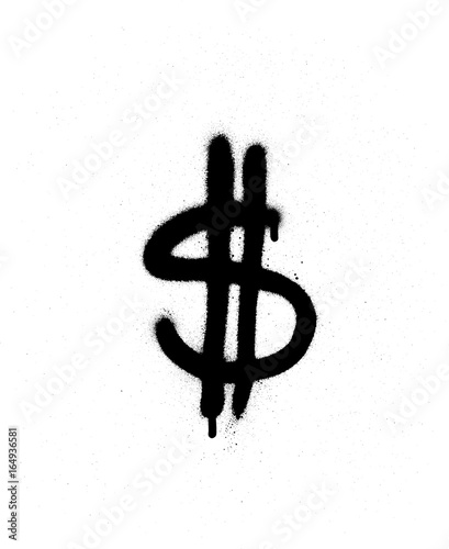 graffiti leaking dollar $ sign in black over white
