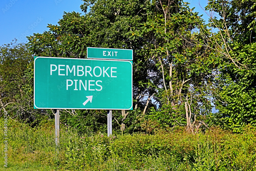 US Highway Exit Sign For Pembroke Pines