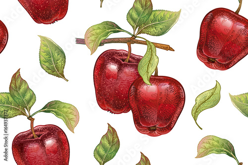 Vintage seamless pattern with apples.
