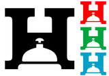 Icono plano H con timbre hotel varios colores