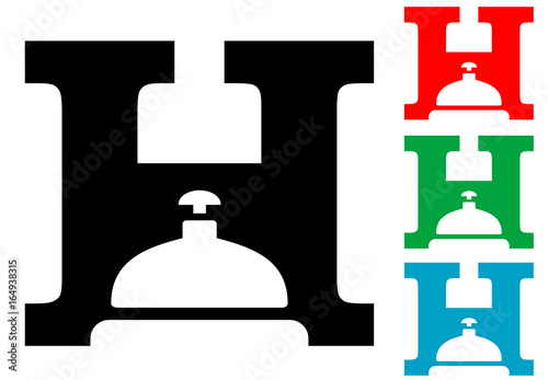 Icono plano H con timbre hotel varios colores