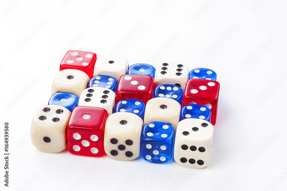 Colorful dice isolated on white