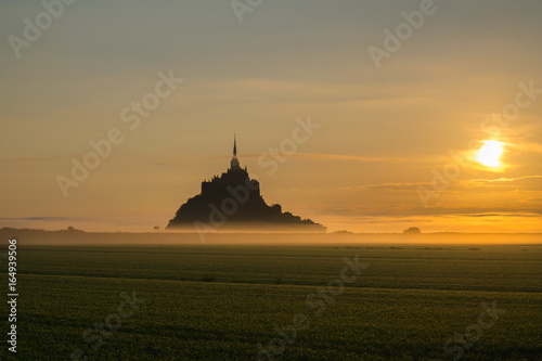 .Idyllic panorama of Mont Saint-Michel Abbey, Normandy, France, Western Europe