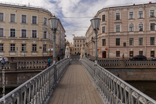 Bridge of Lions and Griboyedov Canal in Saint Petersburgof Russia