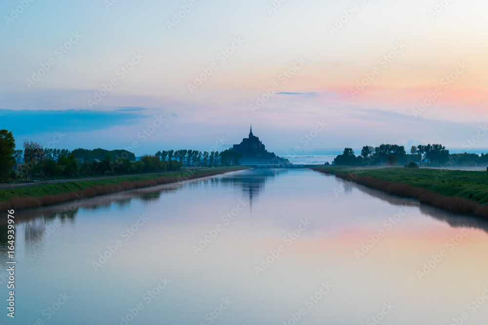 Fototapeta premium .Idyllic panorama of Mont Saint-Michel Abbey, Normandy, France, Western Europe