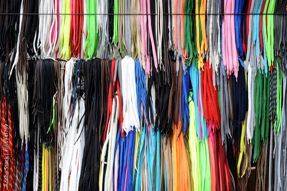 Multicolored shoelaces background