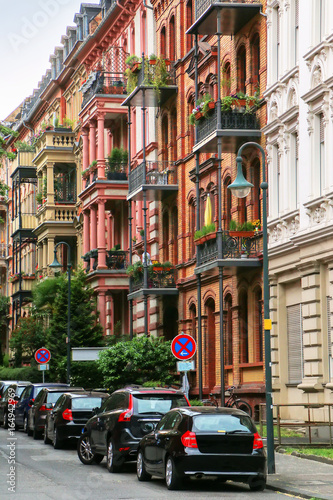 Row of residential houses in city center of Wiesbaden, Hesse, Germany © donyanedomam
