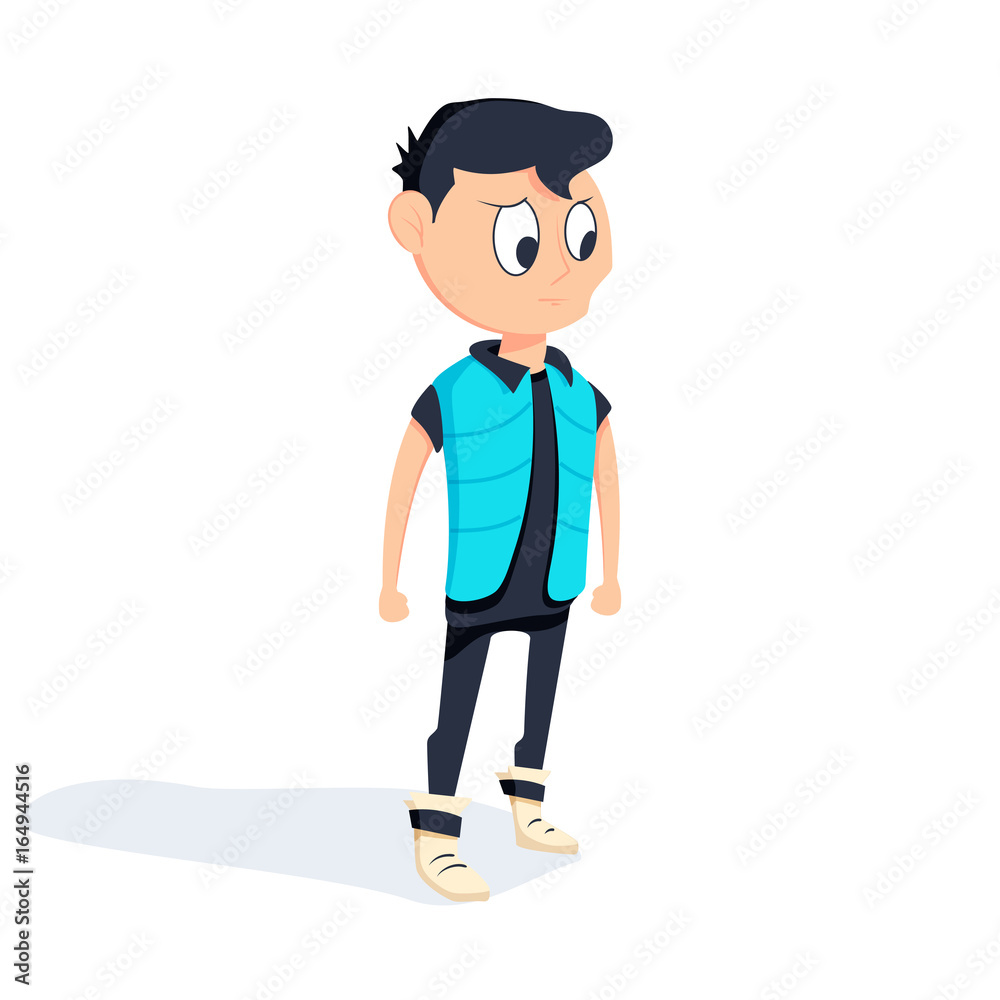 Male futuristic character creation. Full length, isolated against white background. Cartoon flat-style person