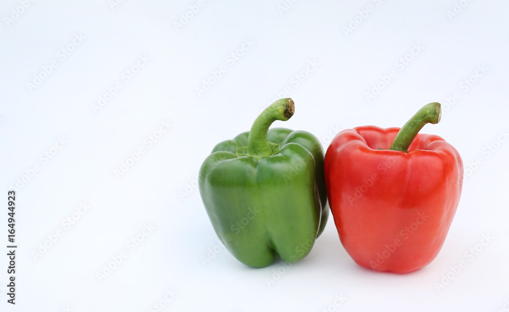 Green, red bell pepper isolated on white background. Green, red bell pepper isolated on white background.
