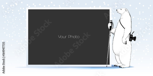 Photo frame collage, scrapbook for winter or Christmas vector illustration