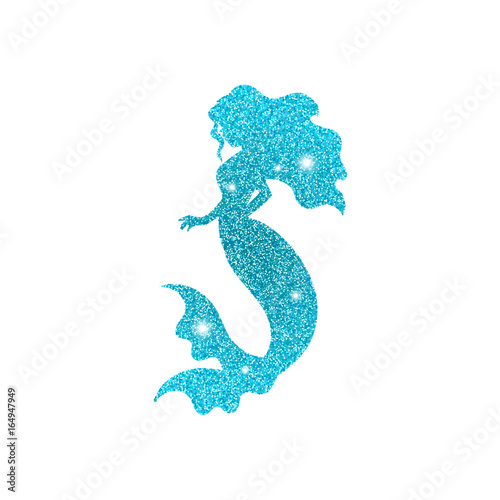 Silhouette of mermaid with dust glitters