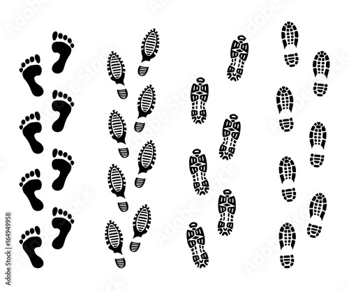 Footsteps isolate on white background. Footprint symbols vector illustrations set