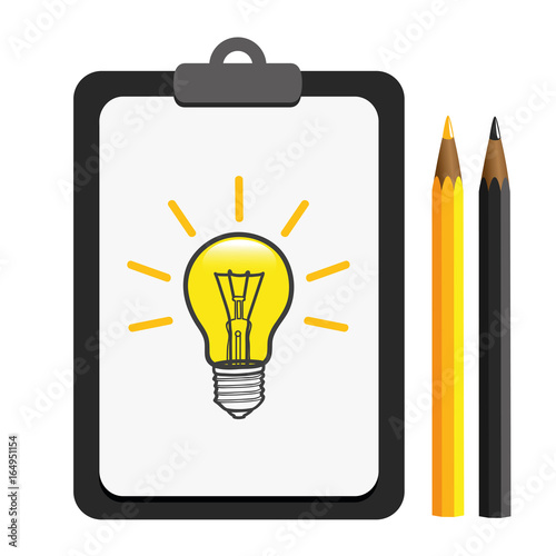 glühlampe idee auf klemmbrett zeichnen