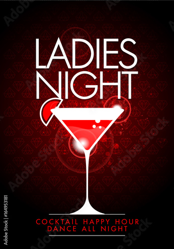 vector party ladys night flyer design template with cocktail glass