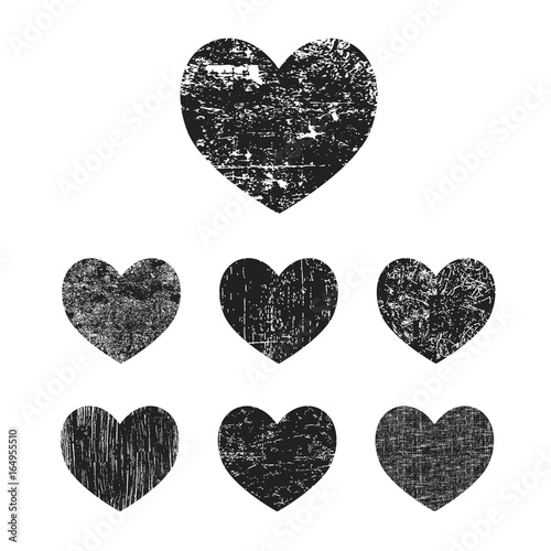 Grunge heart collection
